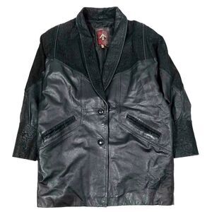 VINTAGE 100% Leather Jacket Paisley Suede Western Cowboy Coat Jacket Mens Medium